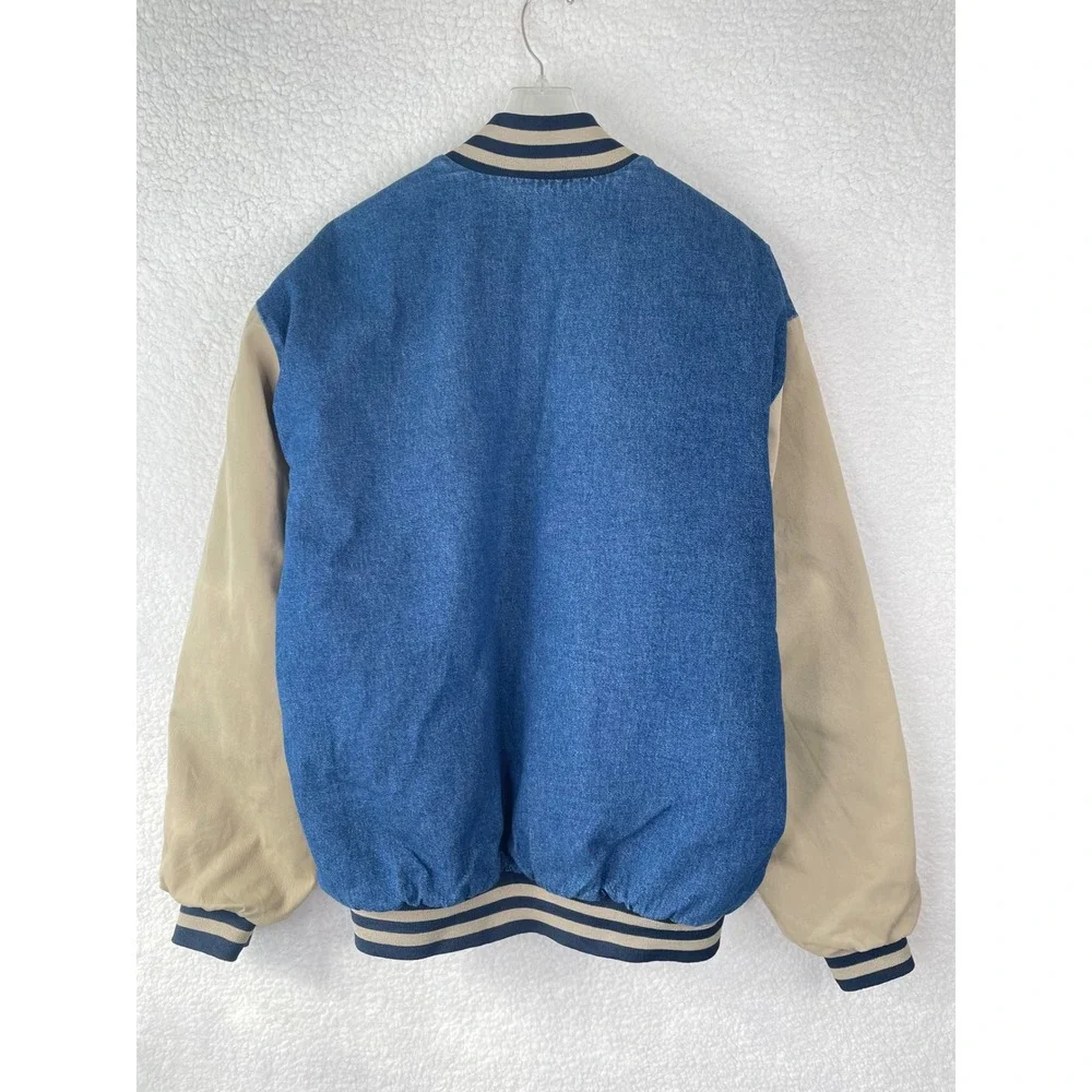 Red Kap Mens Denim Bomber Jacket Blue Tan Ford Trucks Logo‎ Large L-RG 3KR7R220G